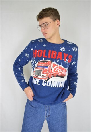 VINTAGE BLUE WINTER CHRISTMAS 90'S LED SWEATSHIRT
