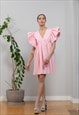 PINK LINEN MINI DRESS WITH RUFFLE SLEEVES 