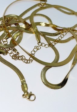 LANA Snake Flat Chain Necklace 18K Gold Plated 