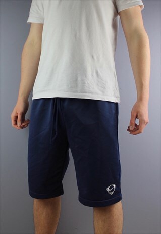 VINTAGE NIKE SHORTS IN NAVY WITH POCKETS, EMBROIDERED LOGO A