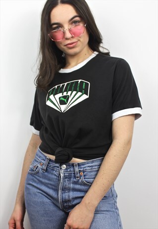 90'S RETRO BLACK SPELL-OUT T-SHIRT