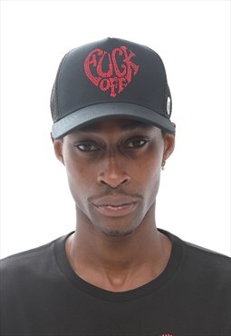 F off mesh trucker in black