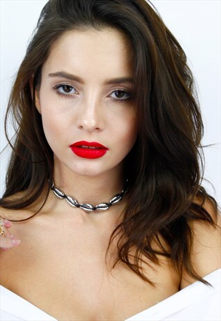 SILVER BLACK PUKA SHELL BOHO CHOKER NECKLACE