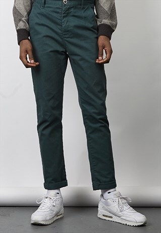 VINTAGE 90'S HUMOR DARK GREEN DENIM CHINOS