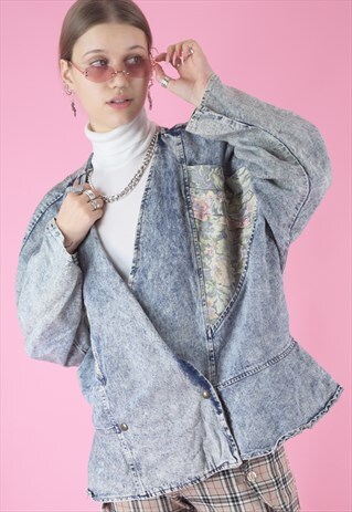 VINTAGE 80S DENIM JACKET IN LIGHT BLUE ACID WASH