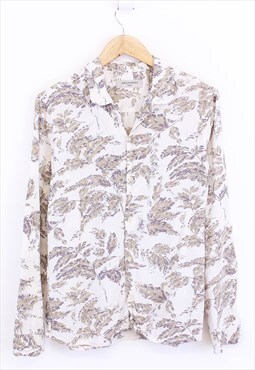 Vintage Allsaints Pattern Shirt Beige With Leaf Pattern 90s