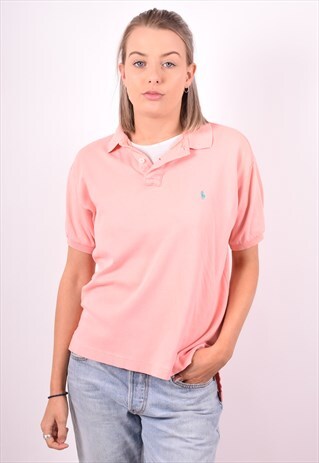 RALPH LAUREN WOMENS VINTAGE POLO SHIRT LARGE PINK 90'S