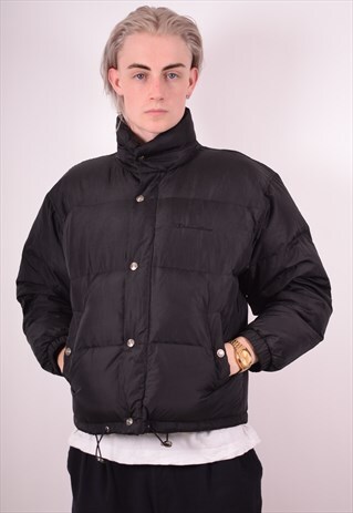 CHAMPION MENS VINTAGE PADDED JACKET SMALL BLACK 90S