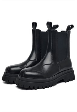 Asymmetric boots chunky sole ankle shoes tractor trainers