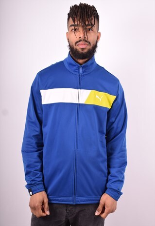 PUMA MENS VINTAGE TRACKSUIT TOP JACKET LARGE BLUE 90'S