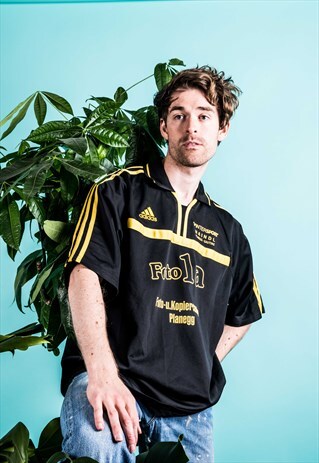 VINTAGE 1990S BLACK ADIDAS FOOTBALL SHIRT