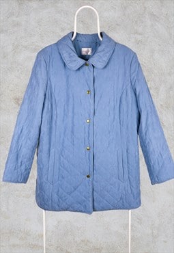 Vintage Eastex Quilted Coat Jacket Blue Women's UK 18