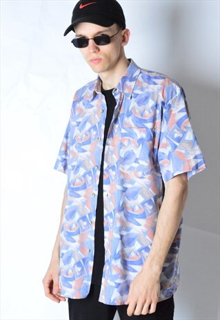 VINTAGE 80S ABSTRACT PASTEL SHORT SLEEVE SHIRT
