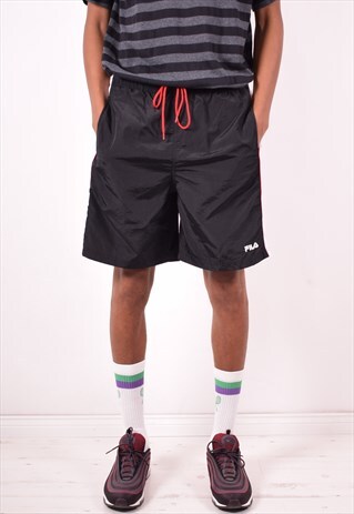 FILA MENS VINTAGE SHORTS XL BLACK 90S