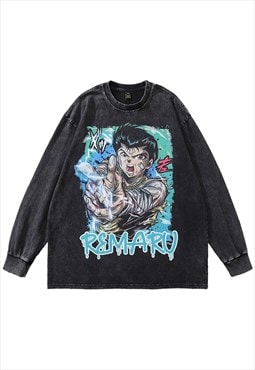 Anime t-shirt Rimuru vintage wash top Japan cartoon long tee