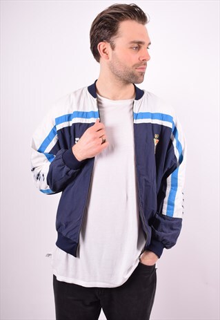 MENS VINTAGE TRACKSUIT TOP JACKET LARGE BLUE 90'S