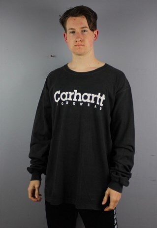 VINTAGE CARHARTT WORKWEAR LONGSLEEVE SHIRT IN FADED BLACK WI