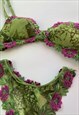 VINTAGE 90S GREEN BRA & THONG SET