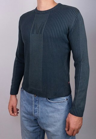 MUSTANG VINTAGE 90'S RIBBED COTTON KNIT JUMPER / SWEATER