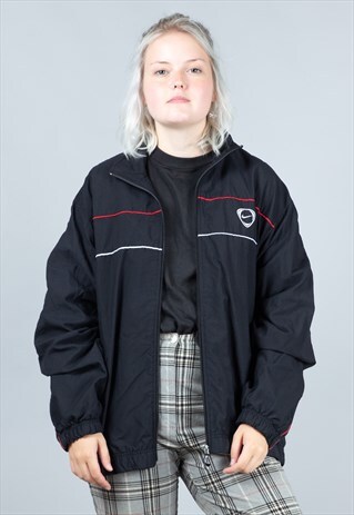 90'S NIKE BLACK EMBROIDERED TRACK JACKET