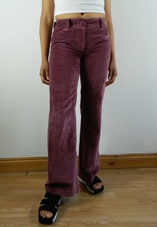 PURPLE VELVET FLARE TROUSERS