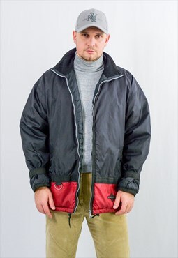 Vintage 90s puffy jacket in black windbreaker insulated XL