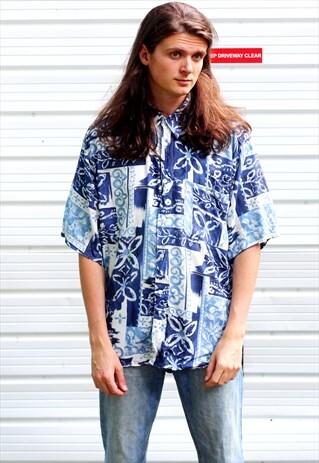 1990'S VINTAGE OVERSIZED ABSTRACT PRINT FESTIVAL SHIRT
