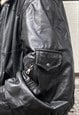 VINTAGE 90S OVERSIZED BIKER LEATHER JACKET PADDED