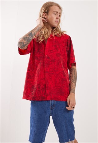 VINTAGE PATTERNED FESTIVAL SHORT SLEEVE SHIRT