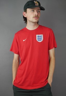 Vintage Nike England Football Shirt in Red with Logo