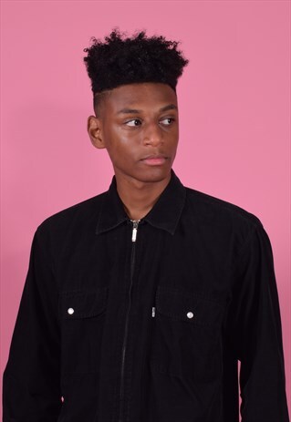 LEVI'S BLACK CORDUROY ZIP-UP SHIRT