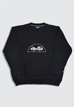 Vintage 90s Ellesse Embroidered Logo Sweatshirt in Black