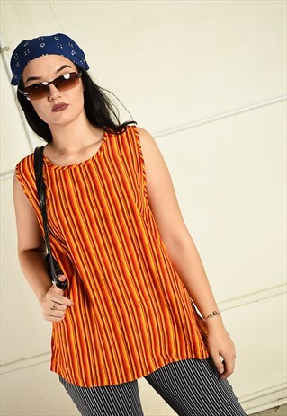 VINTAGE 90S RETRO STRIPED TUNIC BLOUSE TOP