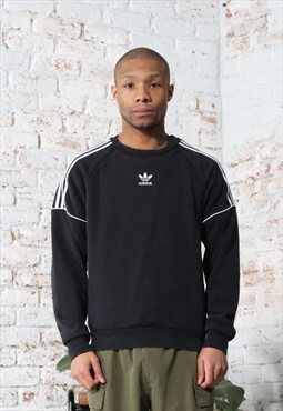Vintage Adidas Embroidered Trefoil Logo Sweatshirt Black