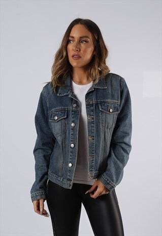 VINTAGE DENIM JACKET OVERSIZED FITTED UK 16 XL (C3M)