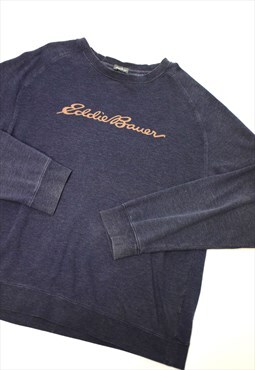 Vintage 90s Eddie Bauer Dark Grey Logo Sweatshirts 