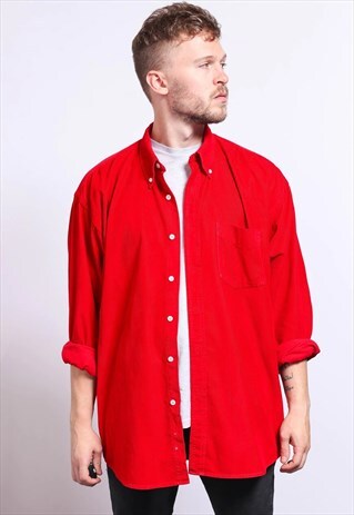 VINTAGE CORDUROY CORD SHIRT RED
