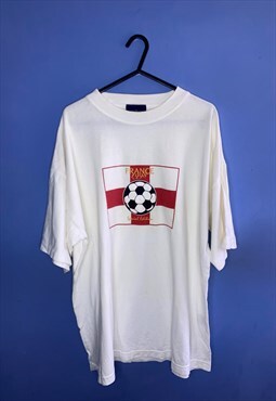 Vintage white large 1998 France England football t-shirt 
