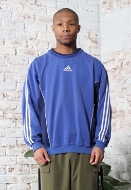 Vintage Adidas Round Neck Embroidered Logo Sweatshirt Blue