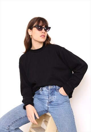 VINTAGE 90S BLACK POLO HIGH TURTLE ROLL NECK TOP