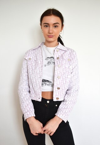 VINTAGE CHRISTIAN DIOR BABY PINK MONOGRAM DENIM JACKET