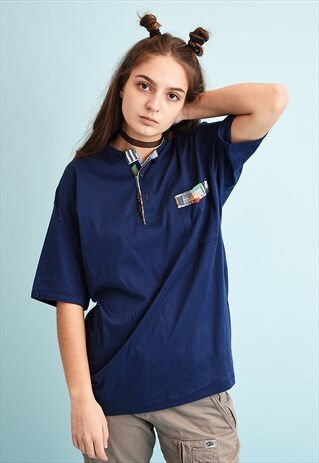 90'S RETRO NAVY BLUE T-SHIRT TEE TOP