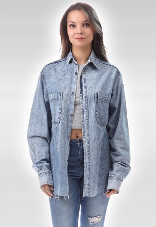 VINTAGE 90S ACID WASH DENIM SHIRT