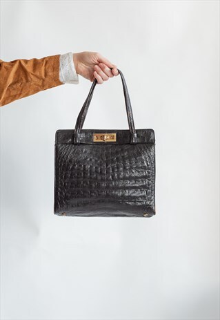 VINTAGE 60S CHIC REPTILE IMITATION HANDBAG