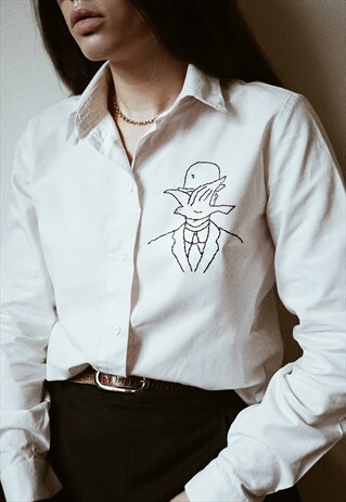 HAND EMBROIDERED MAGRITTE WHITE SHIRT