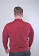 VINTAGE MEN MINIMALIST RED LONG SLEEVE POLO WITH POCKET