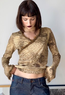 Vintage Y2K Animal Print top with Faux Fur