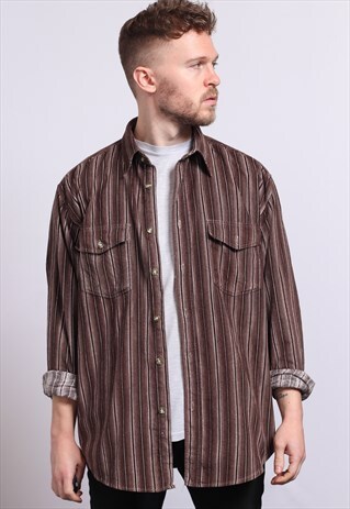 VINTAGE CORDUROY CORD STRIPED SHIRT