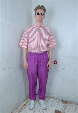 Vintage 90's Bright Purple Ski Baggy Shine Warm Trousers