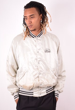 MENS VINTAGE VARSITY JACKET XL GREY 90S
